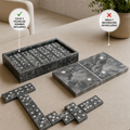 Juego de dominó de mármol gris con caja