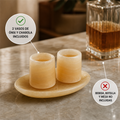 Juego de 2 vasos de ónix miel con charola