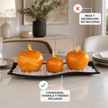 Conjunto de 3 manzanas de ónix naranja con charola