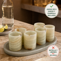 Juego de 6 vasos de ónix verde marfil con charola