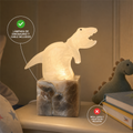 Lámpara de dinosaurio de ónix con base gris marrón