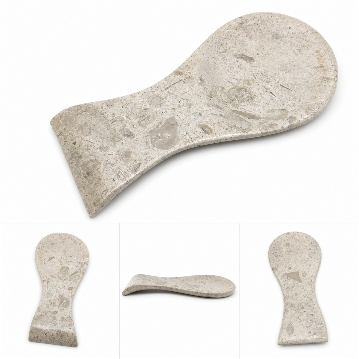 Portacucharas de piedra fósil gris
