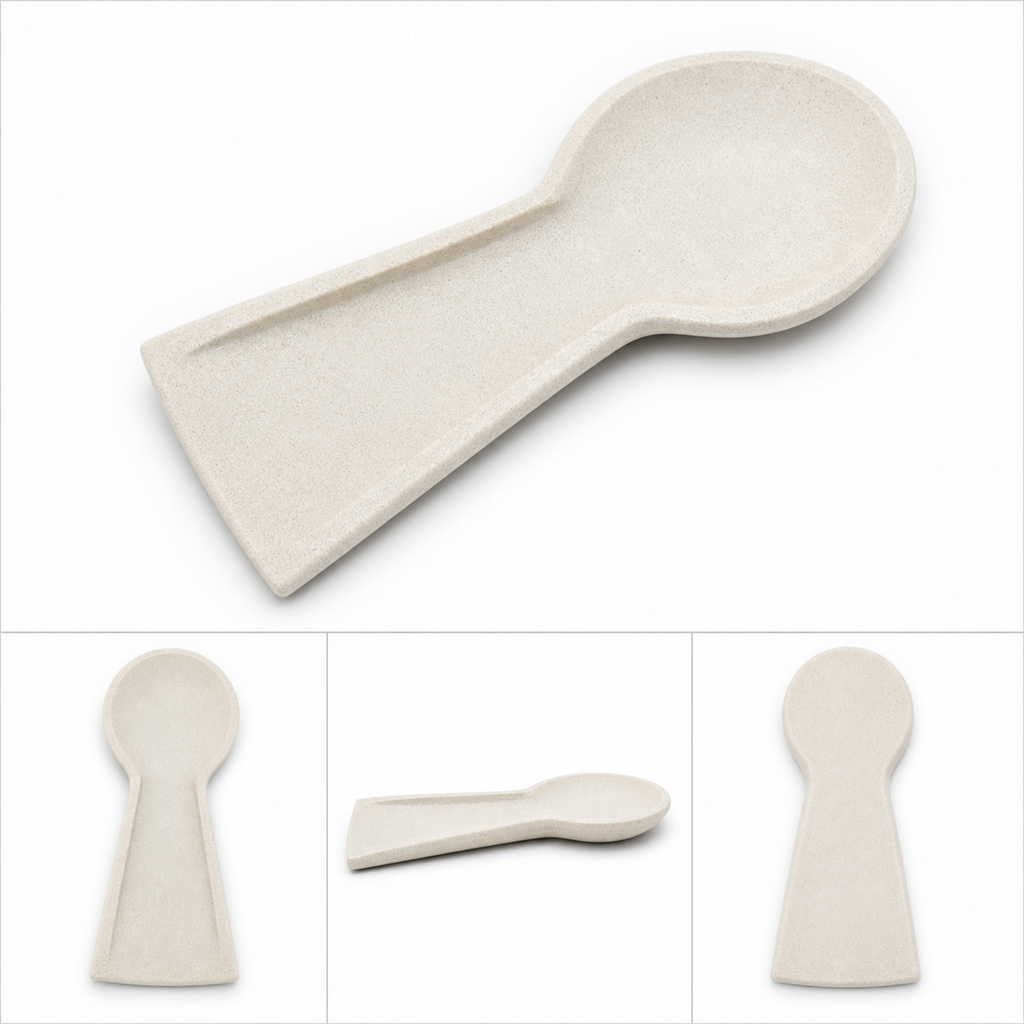 Portacucharas de piedra blanca mate
