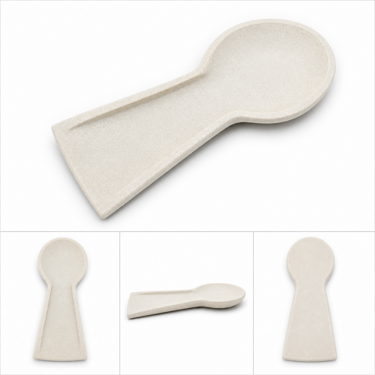 Portacucharas de piedra blanca mate