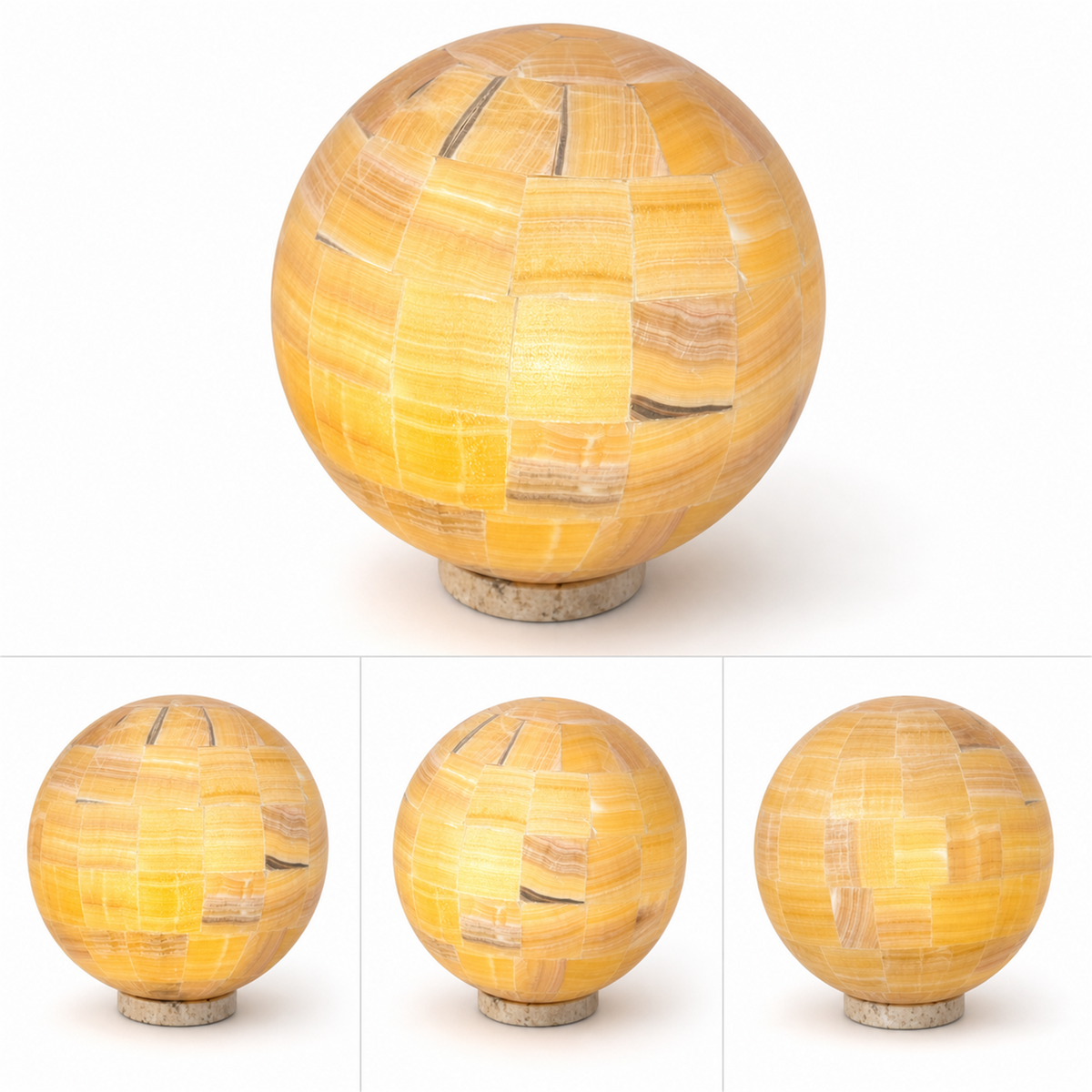 Lámpara esférica de ónix beige durazno 50cm
