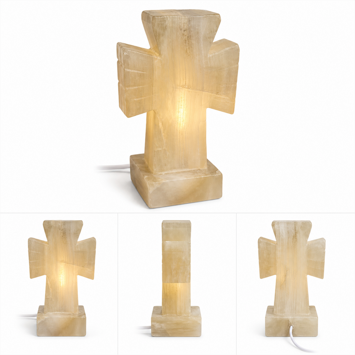 Lámpara de cruz de ónix crema