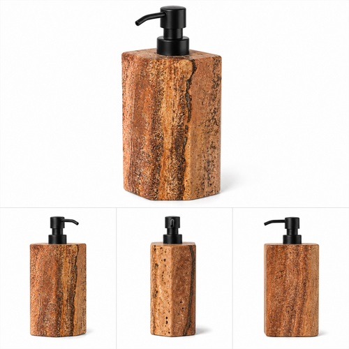Dispensador de jabón de travertino rojizo