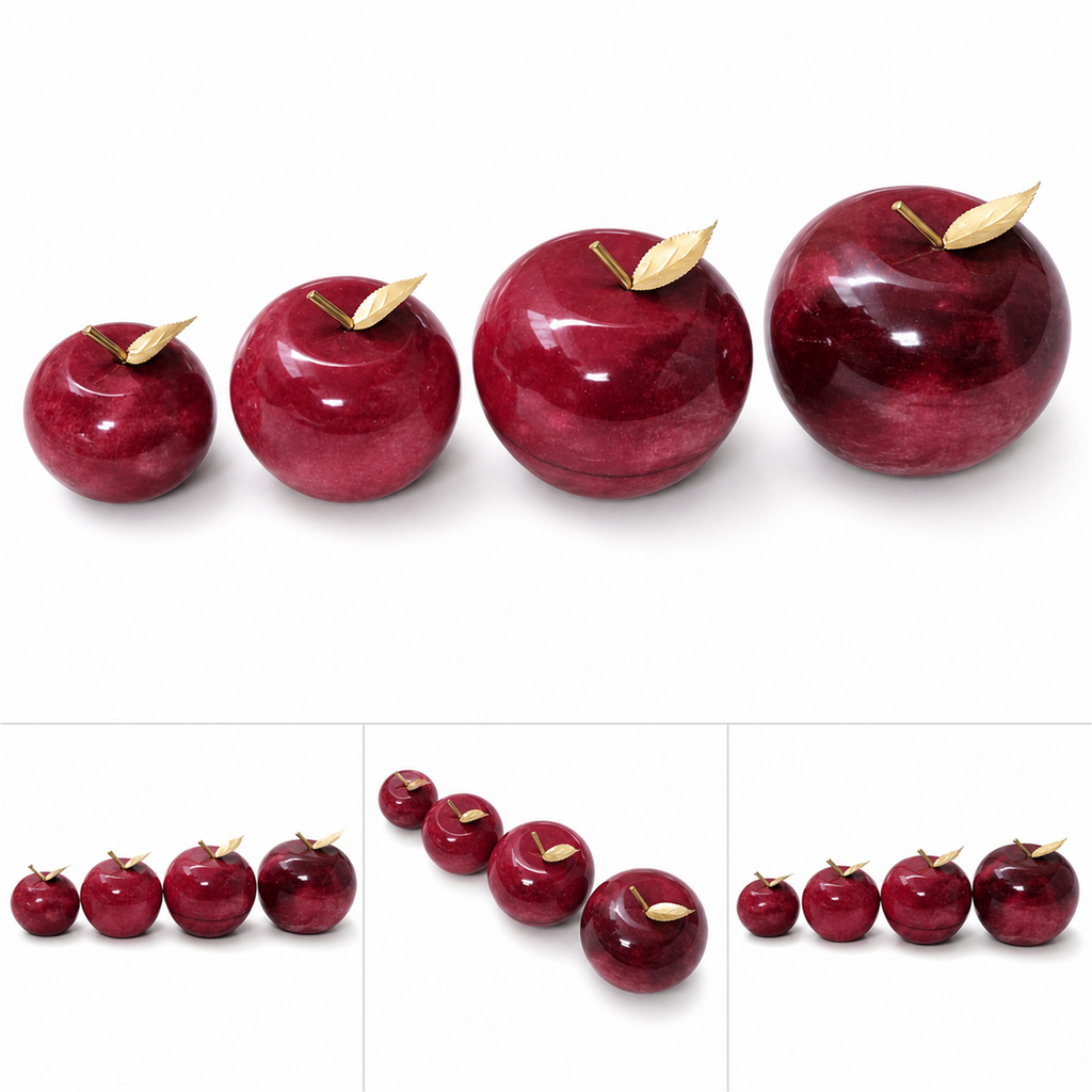 Conjunto de 4 manzanas rojas de ónix