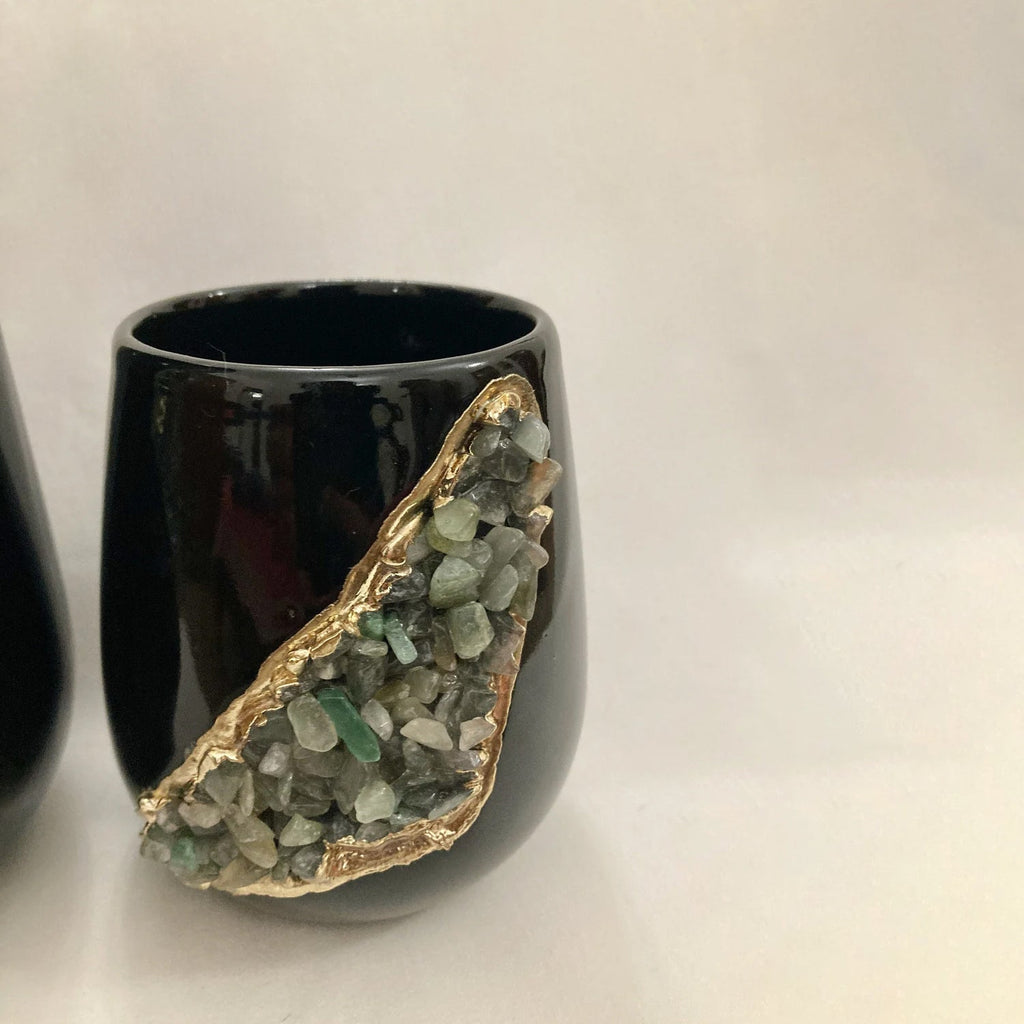 Set of 2 Black Ceramic Vases