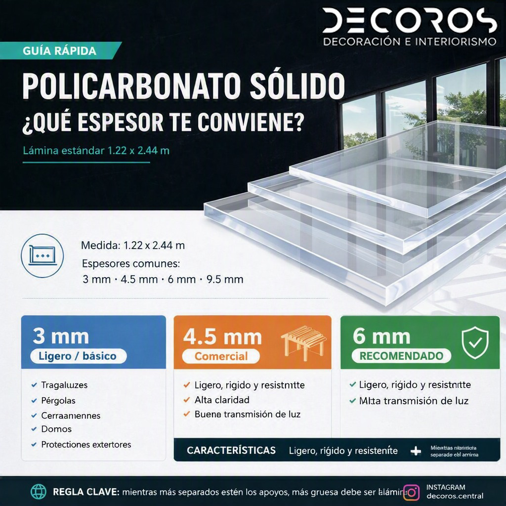 Placa de Policarbonato Sólido Cristal 1.22 x 2.44 m