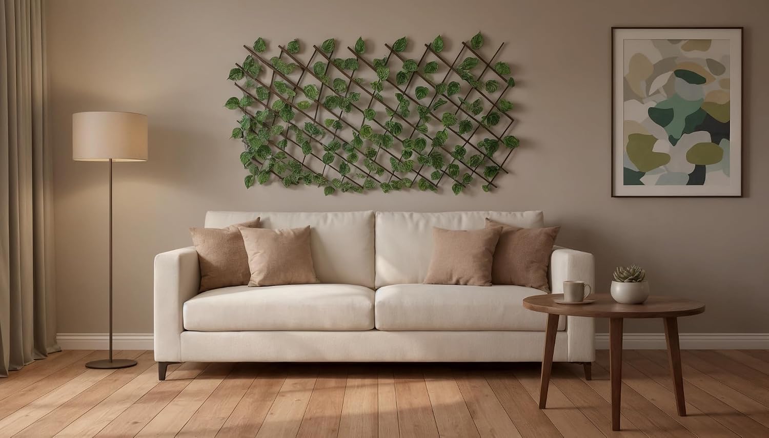 Cerca Expandible con Follaje Artificial Verde, Panel Decorativo para Jardín e Interior.