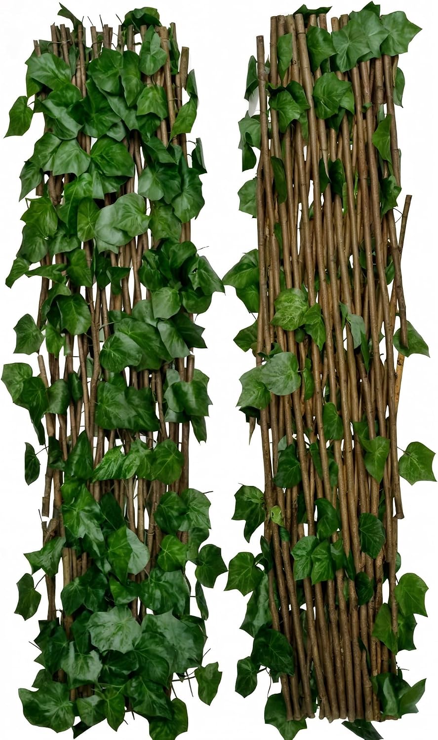 Cerca Expandible con Follaje Artificial Verde, Panel Decorativo para Jardín e Interior.