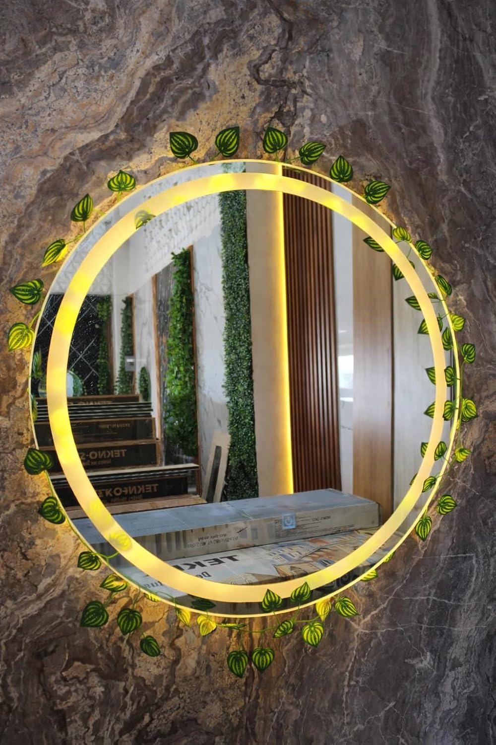 Espejo Redondo con Luz LED Integrada, Estilo Minimalista Moderno, Iluminación Ambiental