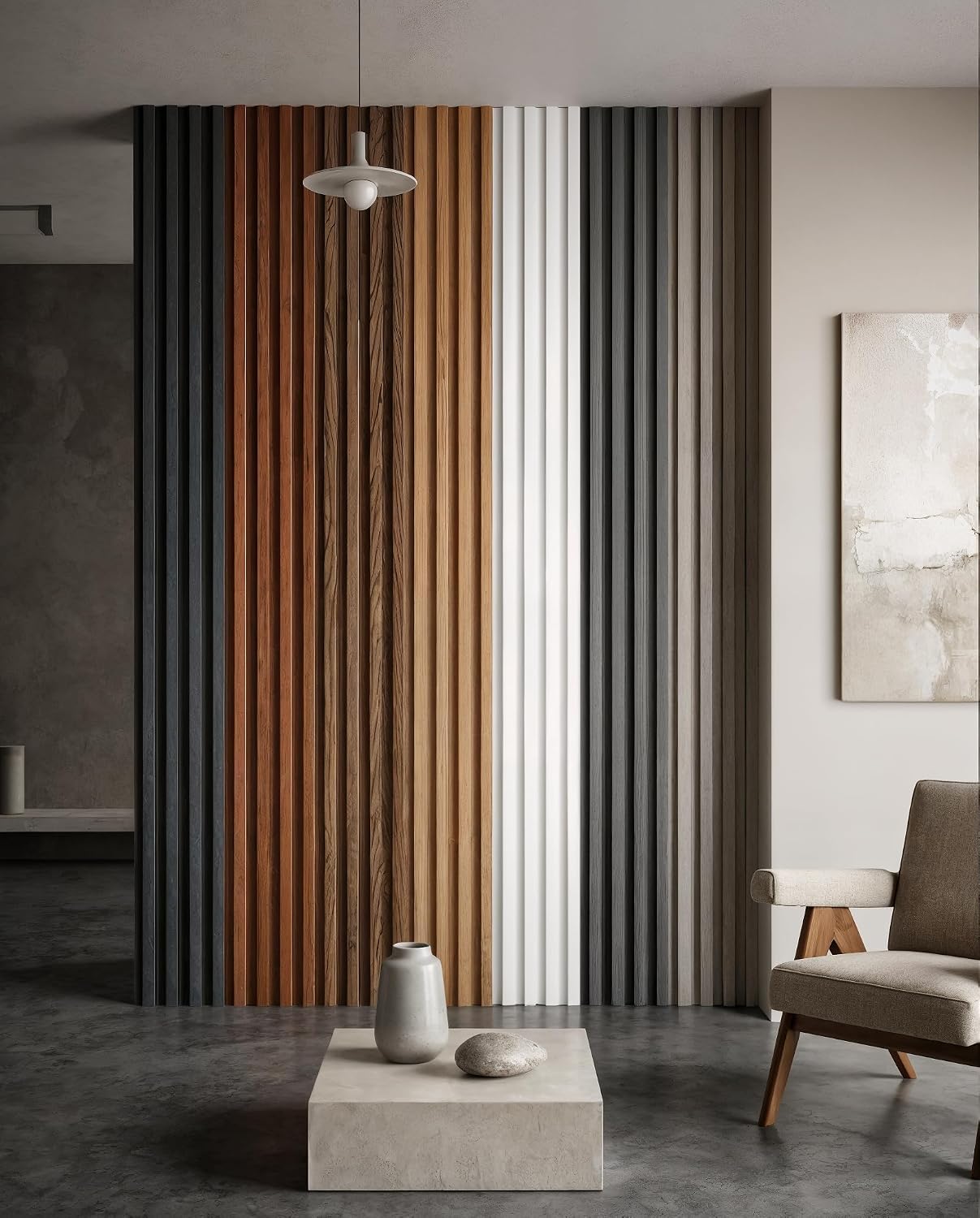 Lambrin Interior WPC Tipo Madera, 96x16cm, 24mm Espesor, Panel Decorativo para Pared, Resistente a Humedad ( 6  piezas)